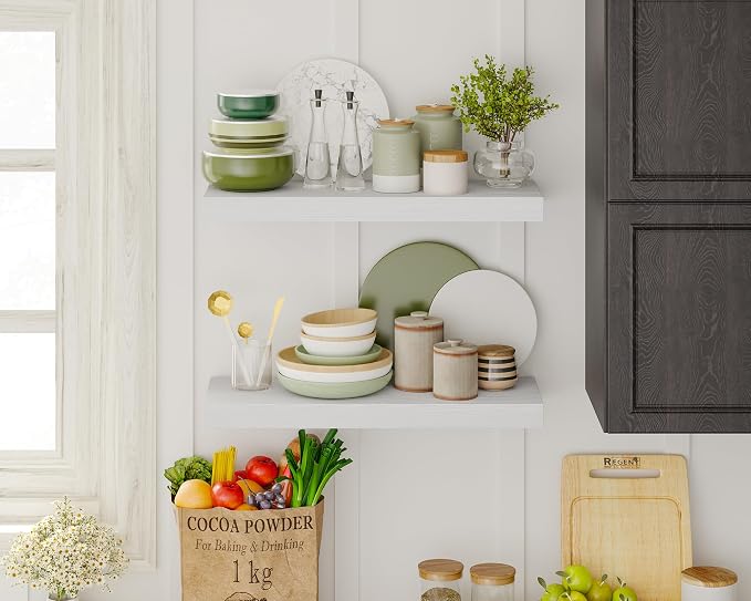 Fixwal White Shelves, 15.7in Floating Shelves, Farmhouse Shelf Wall Decor - Image 5