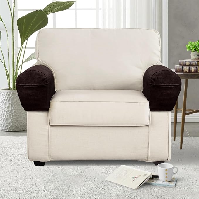 ANARACHON Leather Look Couch Arm Covers Set of 2 Armrest Covers - Image 2