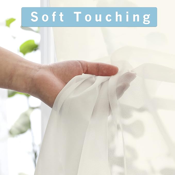 OWENIE Sheer Curtains 90 Inches Long, Elegant Sheer Curtains - Image 9