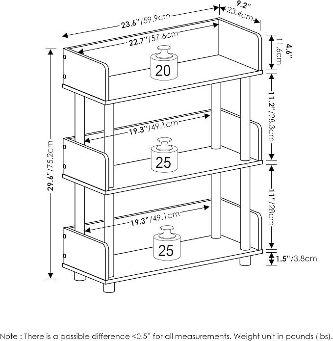 Furinno TURN-N-TUBE Display Shelf, 3-Tier Storage Shelves - Image 3