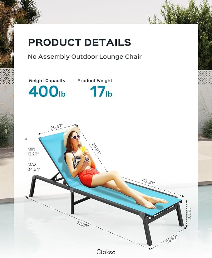Aluminum Chaise Lounge Ourdoor - Image 2