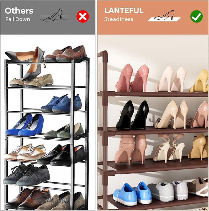 LANTEFUL 11 Tiers Tall Shoe Rack Holds 55 Pairs of Shoes - Image 6