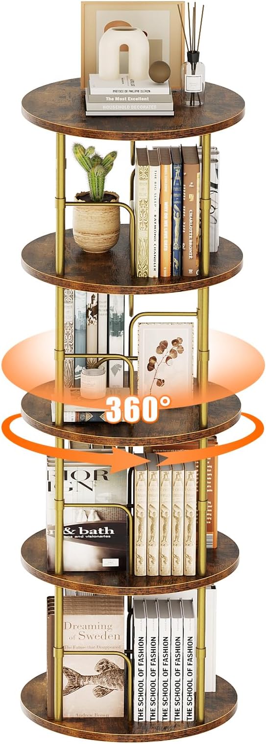 ALLSTAND Rotating Bookshelf, 4 Tier Spinning Bookshelf Tower, 360° Display - Image 8