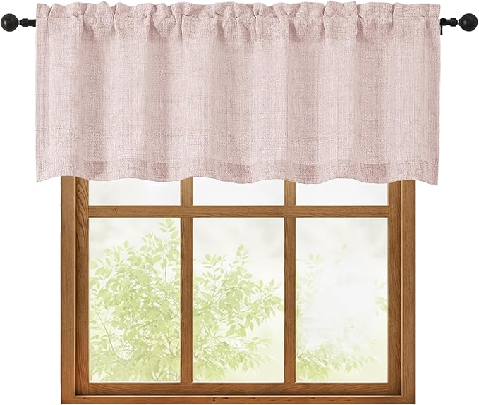 OWENIE Blush Pink Valances for Windows 1 Pcs 18 Inch Length, Light Filtering by OWENIE