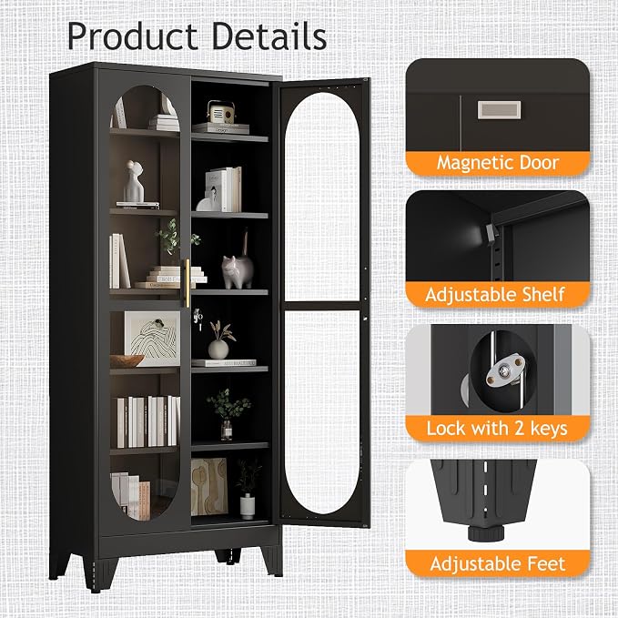 PAOFIN 75" H Locking Display Cabinet - Image 3