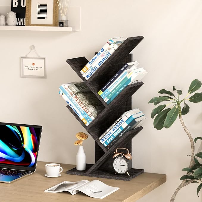 SHEEPAM 5 Tier Tree Book Shelf, Small Desktop Bookshelf - Image 7