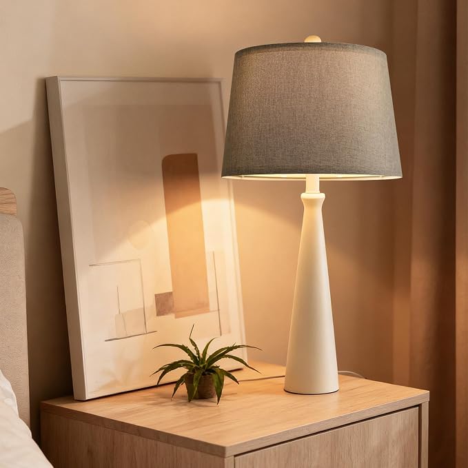 Oneach 25.75" White Table Lamp Set of 2, Modern Vintage Bedside Table Lamps - Image 7