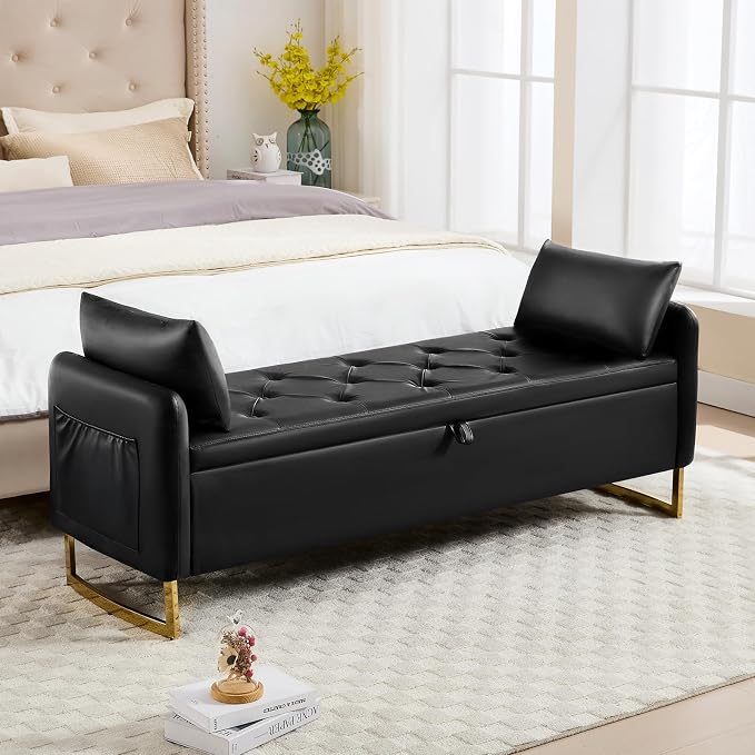 65" End of Bed Storage Bench, Modern Storage Benches - Image 9