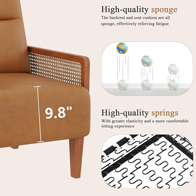 Mid Century Accent Chair, Wooden Leisure Armchair - Image 7