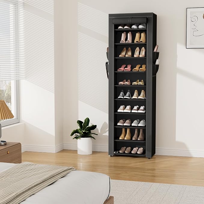 VTRIN Vertical Narrow Shoe Rack Organizer 10 Tier Tall Shoe Shelf Holds 20-22 - Image 8