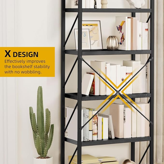 DWVO 5 Tier Bookshelf, Modern Book Shelf Storage Rack Shelves - Image 7
