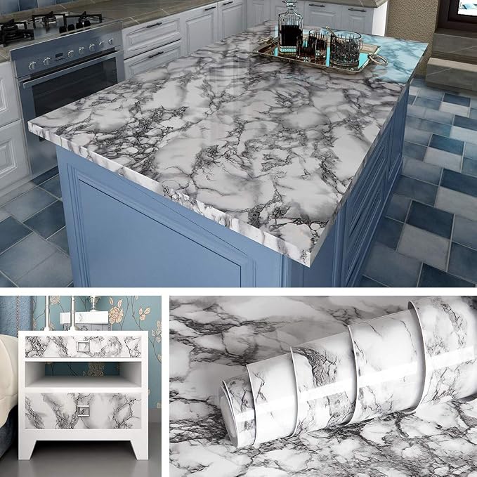 Livelynine 15.8x197 Marble Wallpaper Peel and Stick Countertops Waterproof by Livelynine