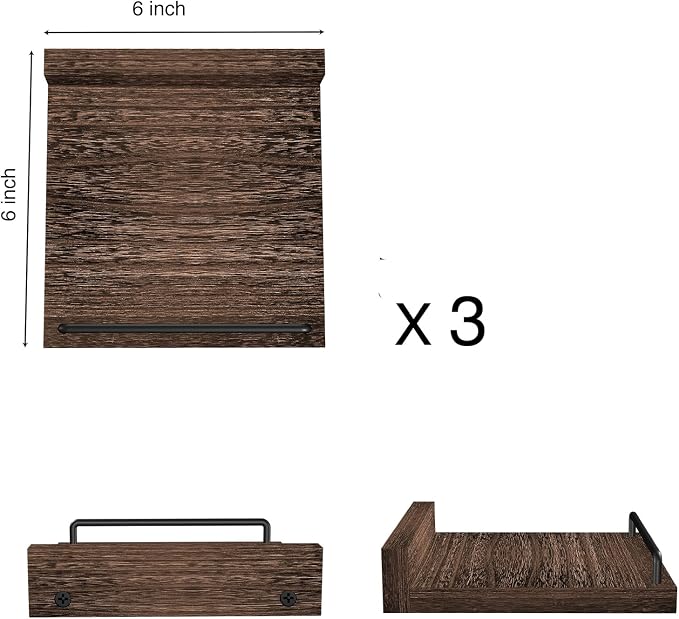 RYOFOBETTO Small Floating Shelf, 6X6 Inches Farmhouse Wall Shelves - Image 3