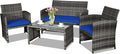 Goplus 4-Piece Rattan Patio Furniture Set, Outdoor Wicker Conversation Sofa by Goplus