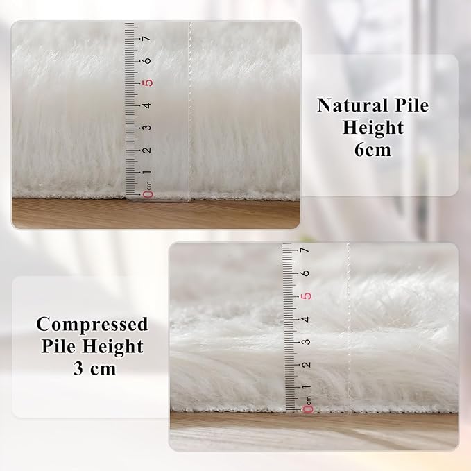 ORINOVA White Faux Sheepskin Shag Fur Rug Washable Area Rugs - Image 5