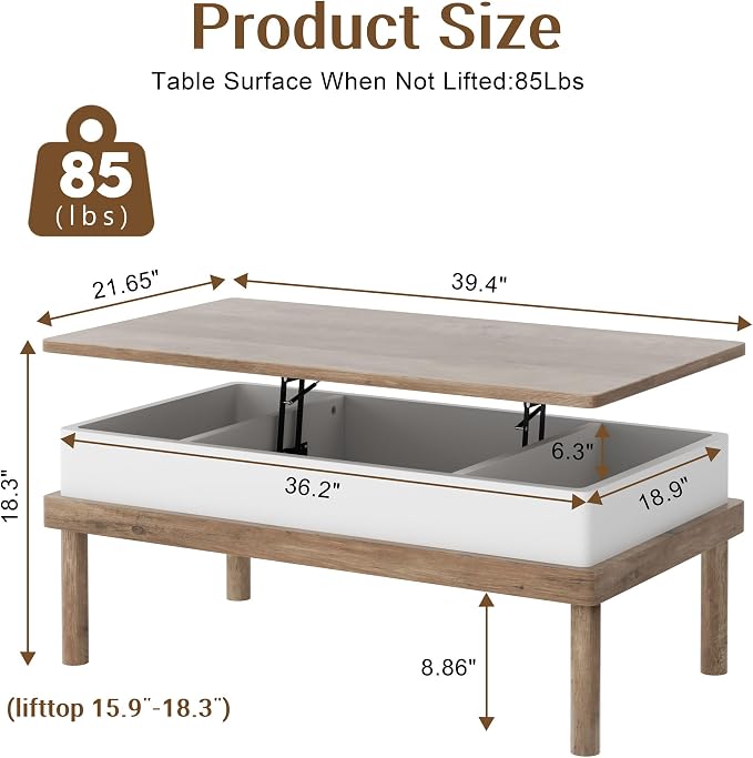 Shintenchi Coffee Table, Lift Top Coffee Table - Image 3