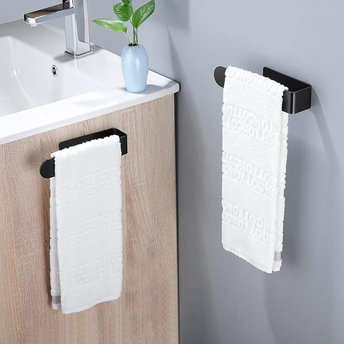 Taozun Hand Towel Bar Bathroom Towel Holder Black Single Towel Rack Self - Image 5