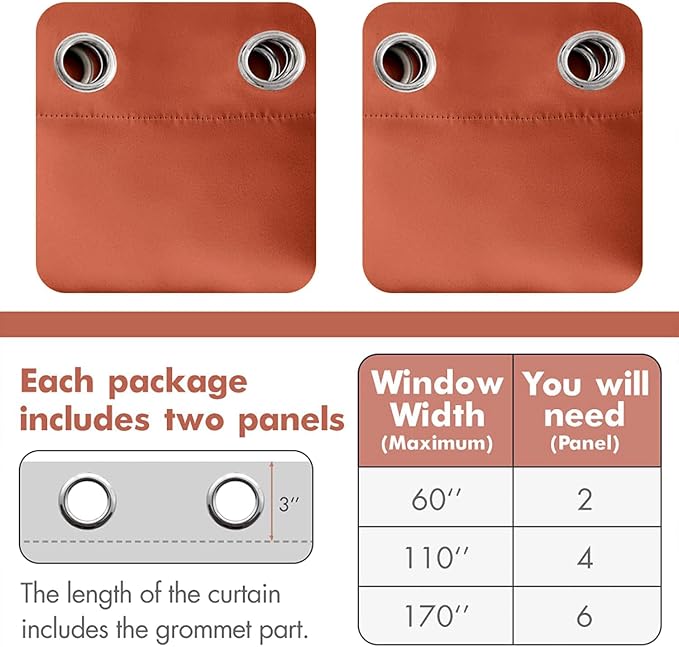 MIULEE 84" Long Room Darkening Curtains Thermal Insulated Rust Terracotta - Image 6