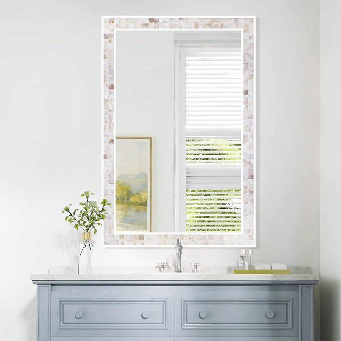 Tanmicoshomy Brown Shell Framed Rectangular Wall Mirrors - Image 7