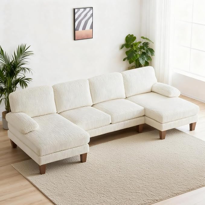 Karl home U-Shape Sectional Sofa Couch 111" Modern 4-Seat Sofa by Karlhome