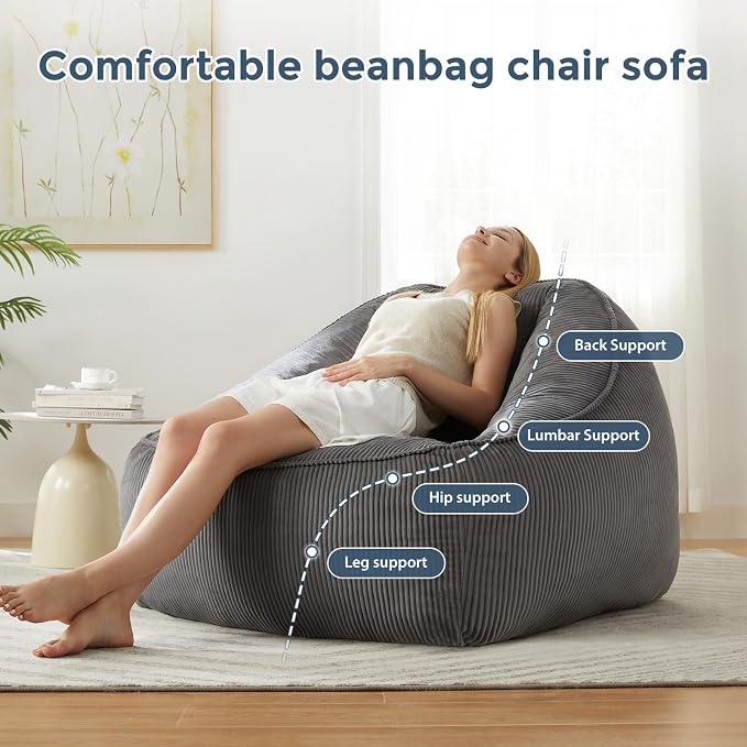 HUGHEAVEN Big Bean Bag Chairs for Adults, Giant Bean Bag Chair for Adults and - Image 4