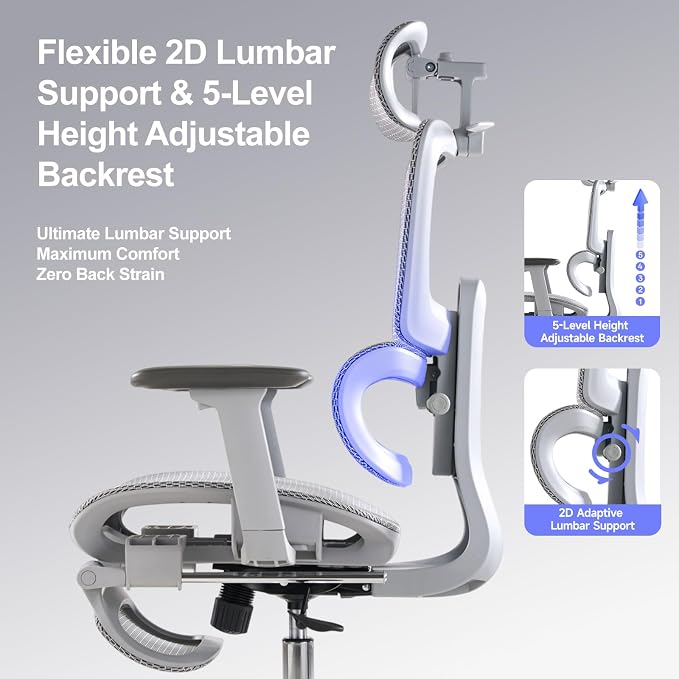 Office Chair with Footrest, Ergonomic Chair with 3D Headrest, Computer Chair - Image 6
