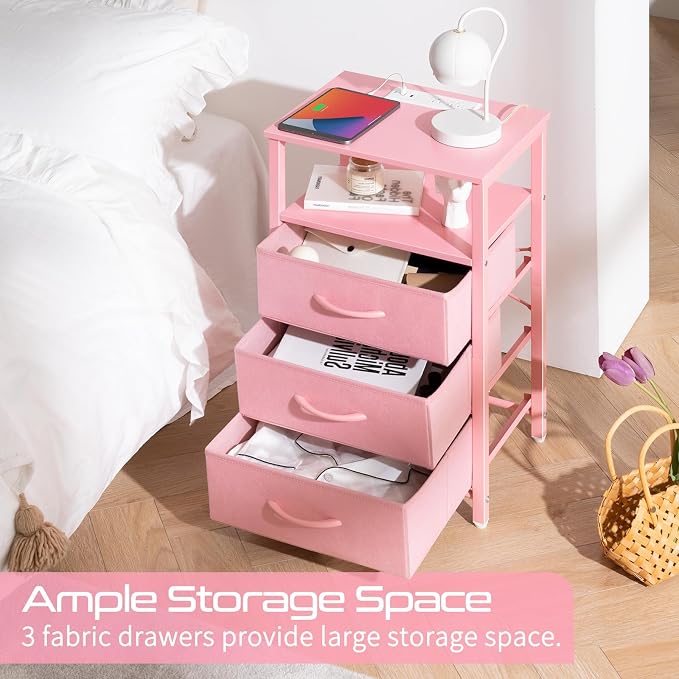 Yoobure Night Stand with Charging Station, 16 Colors LED Nightstand with USB - Image 6