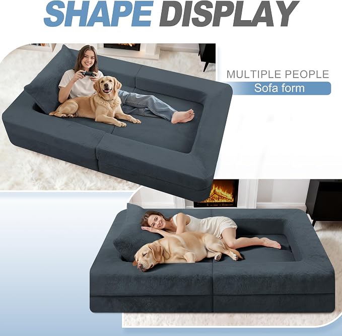 Futon Sofa Bed with Pillow, 3-in-1 Sleeper Sofa Bed with Removable Cover - Image 5