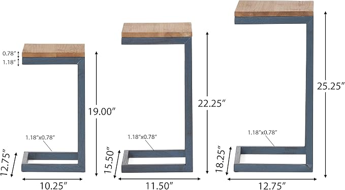 Savannah Fir Wood and Iron Nesting Side Tables - Image 3