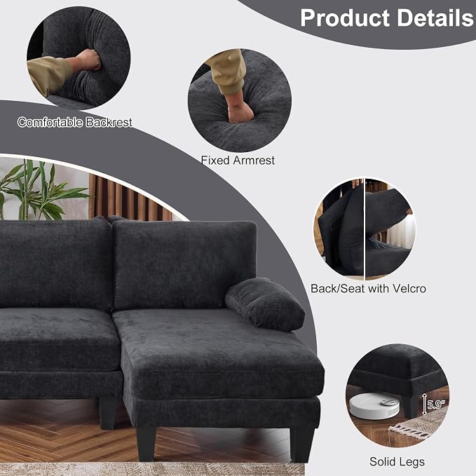 Karl home 111" Sectional Sofa U-Shaped 4-Seat Couch - Image 4