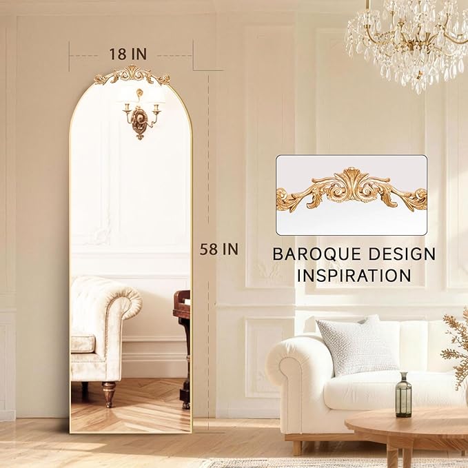 MISSDAY Vintage Baroque Full Length Mirror, Full Metal Frame Stand Up Retro - Image 2