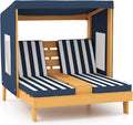 HONEY JOY Kids Chaise Lounge Chair Outdoor, Toddler Wood Double Pool Lounger by HONEYJOY
