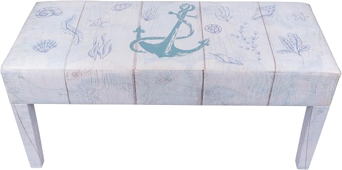 Indoor Coastal Bench Faux Leather Anchor Design - Image 6