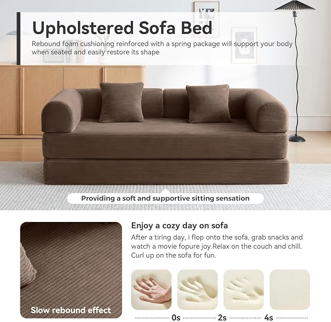 Convertible Modular Sleeper Sofa Bed, Mid Century Modern Decor Love Seat Memory - Image 8