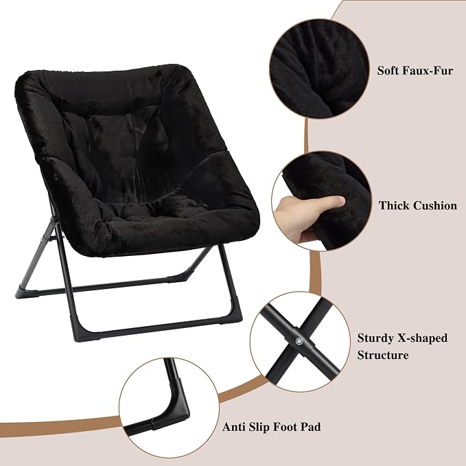 Comfy Saucer Chair for Adults, Soft Faux Fur Bedroom Chair, Accent Dorm Chairs - Image 6