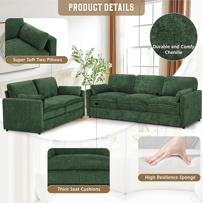 2 Pieces Chenille Sofa Set - Image 2