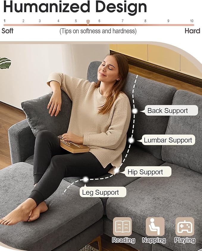 Karl home 99.6" Sectional Sofa, U-Shaped Chenille Upholstered Couch - Image 7