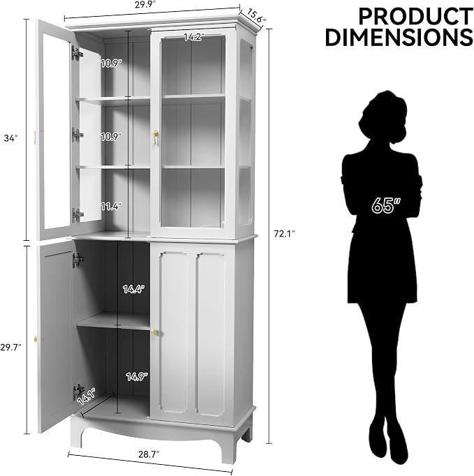 ARTPOWER 72" Freestanding Kitchen Pantry Storage Sideboard, Classical Tall - Image 2