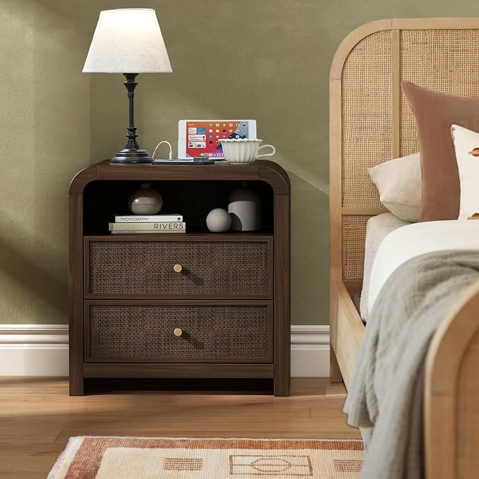 Oak&Sparrow Rattan Nightstand, 23.6'' Rattan End Table - Image 9