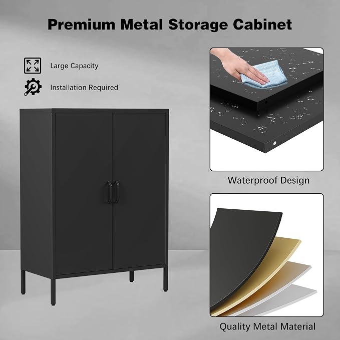 Bevivog Metal Locker Storage Cabinet, Home Office Metal Storage Cabinet Small - Image 5