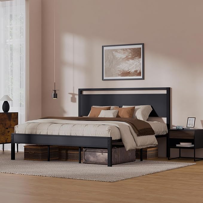 Z-hom Upgraded King Size Bed Frame, Heavy Duty Metal Sturdy King Bed Frame - Image 3