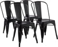 Amazon Basics Metal Dining Chairs, Indoor/Outdoor, Matte Black by AmazonBasics