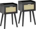 LAATOOREE Nightstand Set of 2, Small Black Bedside Table, End Table by LAATOOREE