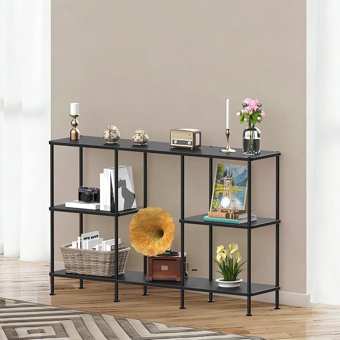 ETELI Tall Black TV Stand with Storage Small Entertainment Center - Image 6