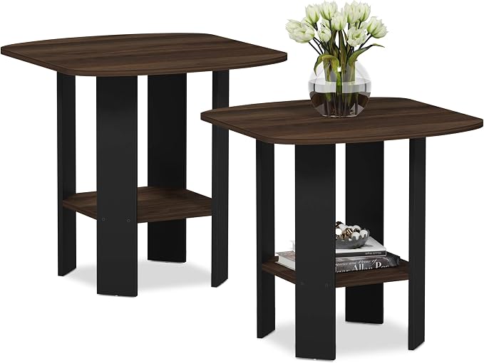 Furinno Simple Design Side Table Set of 2, 2-Tier Modern End Table by Furinno-FitsYourSpaceFitsYourBudget