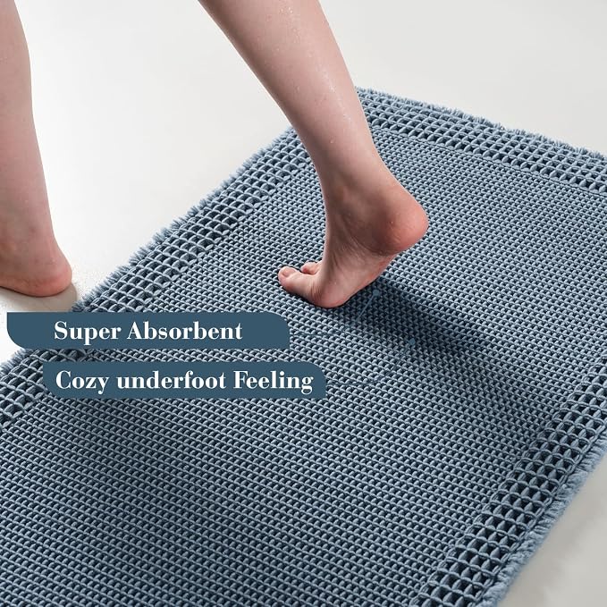 RESARE Waffle Bath Rug for Bath, Super Absorbent Non Slip Machine Washable - Image 3