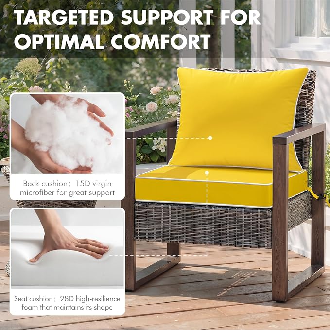 MIULEE Yellow Outdoor Seat Cushion 22x24 Inch Waterproof & 3 Year Fade - Image 6