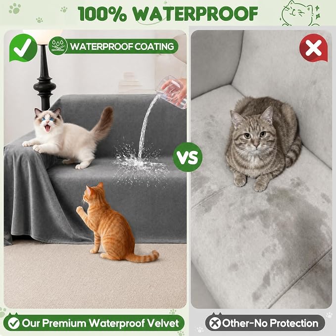 Loiion Velvet Sofa Cover, Ultra Soft Waterproof Non-Slip Couch Cover - Image 3