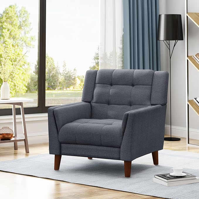 Christopher Knight Home Evelyn Mid Century Modern Fabric Arm Chair, Dark Gray - Image 2