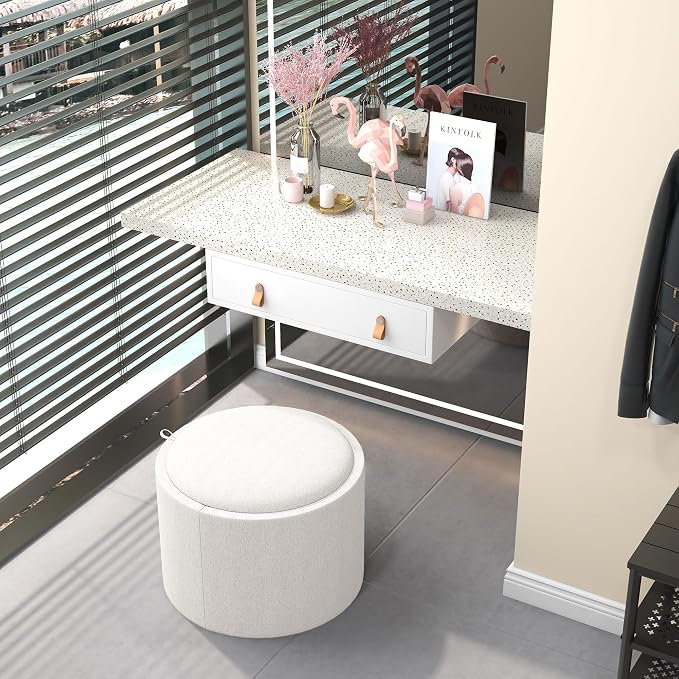 HOMCOM Round Storage Ottoman - Image 8